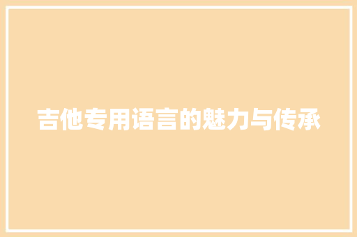 吉他专用语言的魅力与传承