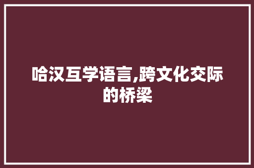 哈汉互学语言,跨文化交际的桥梁
