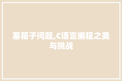 塞箱子问题,C语言编程之美与挑战