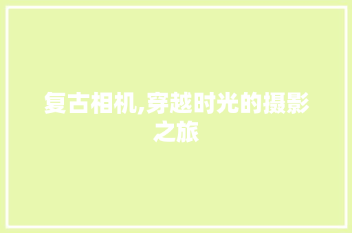复古相机,穿越时光的摄影之旅