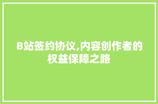 B站签约协议,内容创作者的权益保障之路