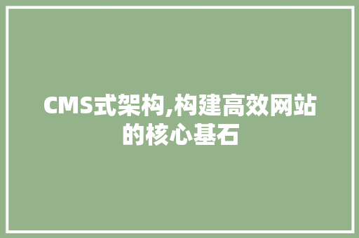 CMS式架构,构建高效网站的核心基石