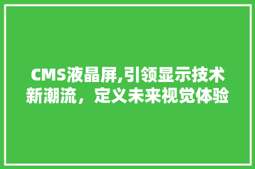 CMS液晶屏,引领显示技术新潮流，定义未来视觉体验 seo技术