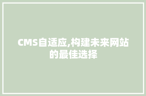 CMS自适应,构建未来网站的最佳选择 网站优化