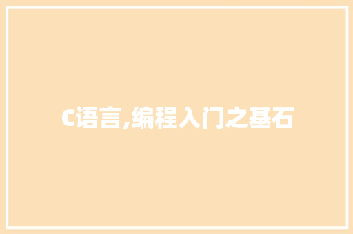 C语言,编程入门之基石