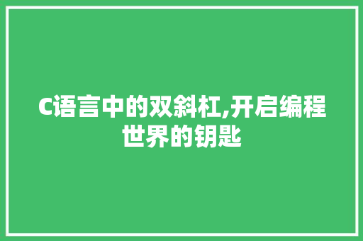 C语言中的双斜杠,开启编程世界的钥匙