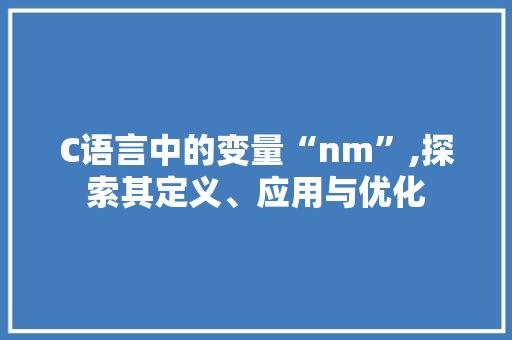 C语言中的变量“nm”,探索其定义、应用与优化