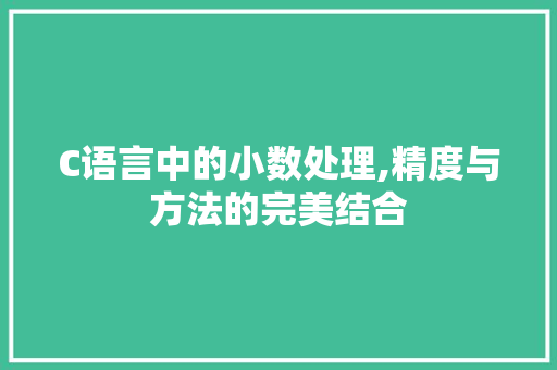C语言中的小数处理,精度与方法的完美结合 头条优化