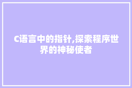 C语言中的指针,探索程序世界的神秘使者