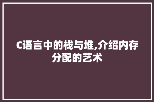C语言中的栈与堆,介绍内存分配的艺术