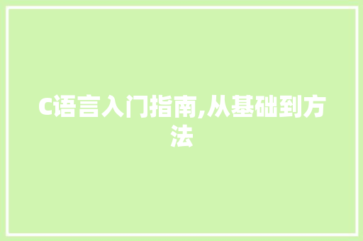 C语言入门指南,从基础到方法 头条优化
