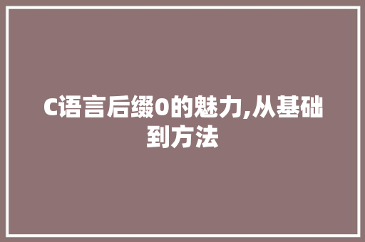 C语言后缀0的魅力,从基础到方法