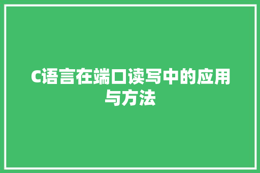 C语言在端口读写中的应用与方法 网站优化