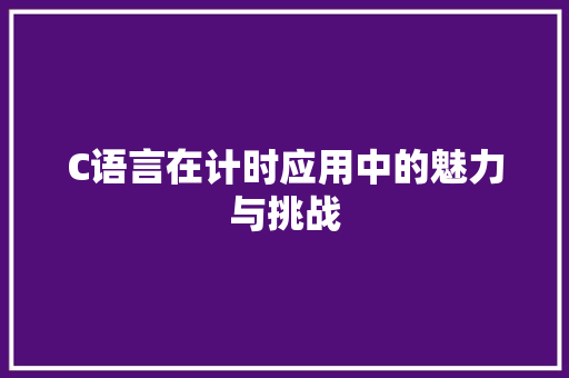 C语言在计时应用中的魅力与挑战