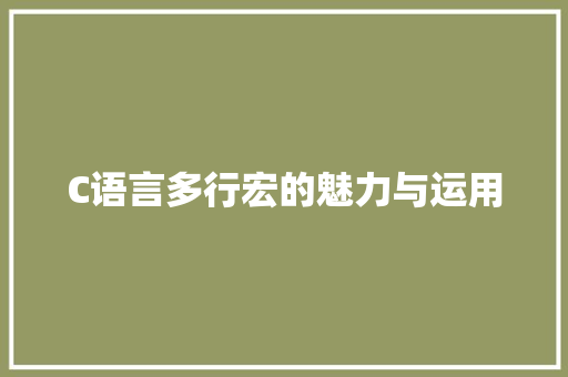 C语言多行宏的魅力与运用