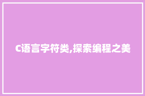 C语言字符类,探索编程之美