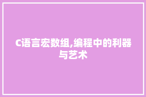C语言宏数组,编程中的利器与艺术
