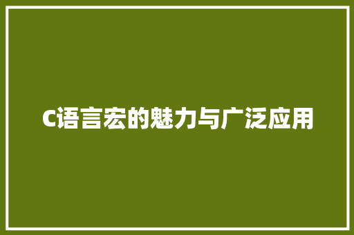C语言宏的魅力与广泛应用