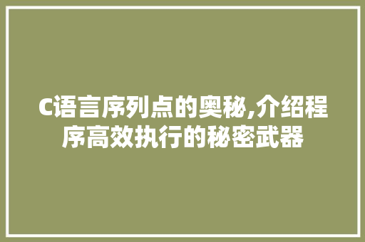 C语言序列点的奥秘,介绍程序高效执行的秘密武器