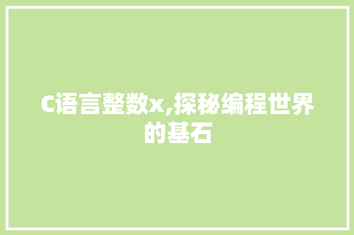 C语言整数x,探秘编程世界的基石