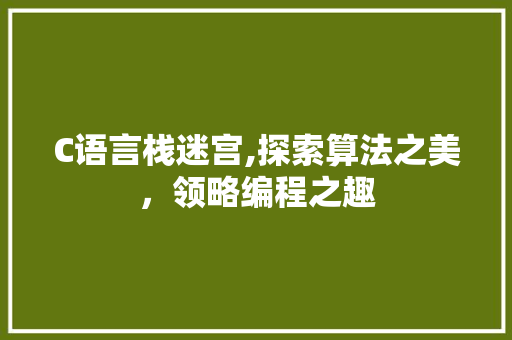 C语言栈迷宫,探索算法之美，领略编程之趣