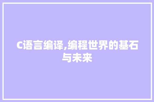 C语言编译,编程世界的基石与未来 网站开发