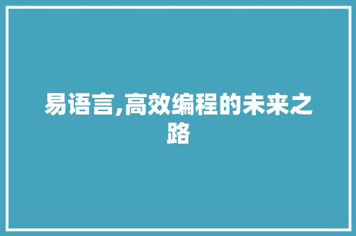 易语言,高效编程的未来之路 网站优化