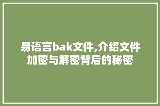 易语言bak文件,介绍文件加密与解密背后的秘密
