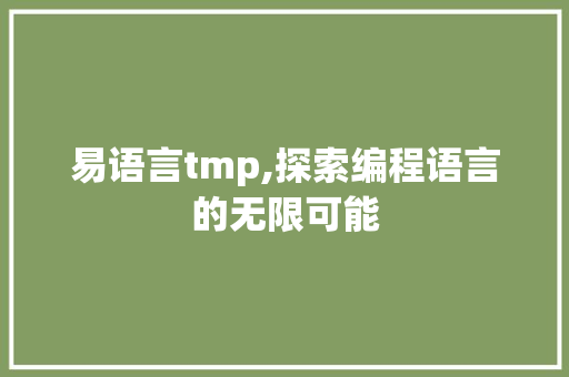 易语言tmp,探索编程语言的无限可能 英文谷歌算法