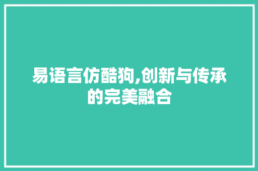 易语言仿酷狗,创新与传承的完美融合 小程序开发