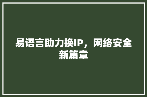 易语言助力换IP，网络安全新篇章