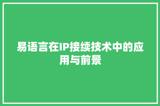 易语言在IP接续技术中的应用与前景