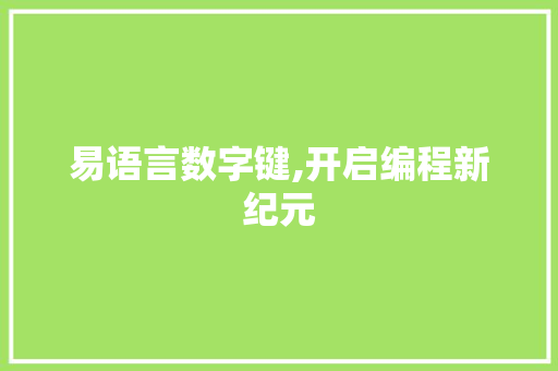 易语言数字键,开启编程新纪元