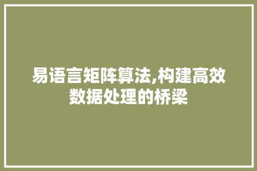 易语言矩阵算法,构建高效数据处理的桥梁