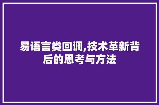 易语言类回调,技术革新背后的思考与方法