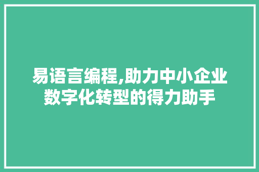 易语言编程,助力中小企业数字化转型的得力助手