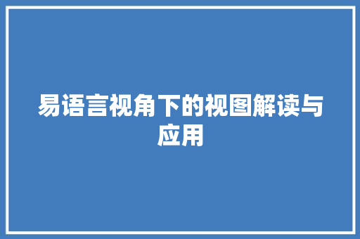 易语言视角下的视图解读与应用