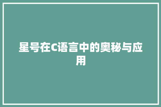 星号在C语言中的奥秘与应用