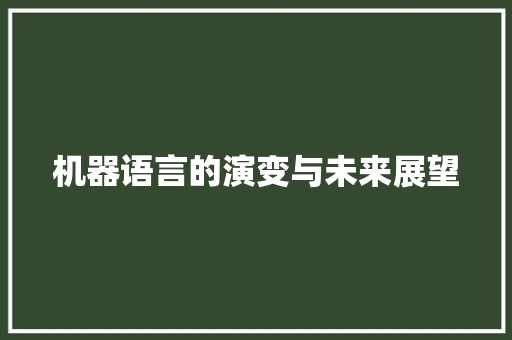 机器语言的演变与未来展望