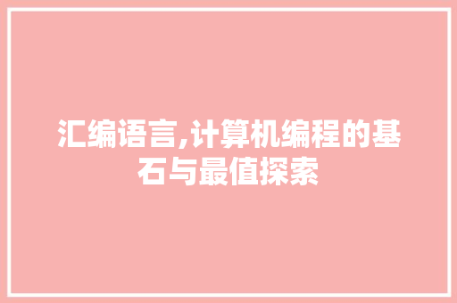 汇编语言,计算机编程的基石与最值探索 网站优化