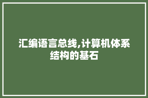 汇编语言总线,计算机体系结构的基石