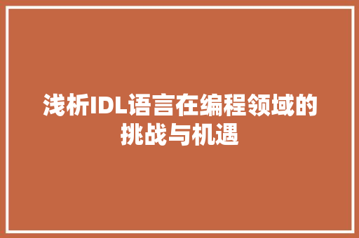 浅析IDL语言在编程领域的挑战与机遇