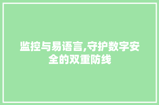 监控与易语言,守护数字安全的双重防线