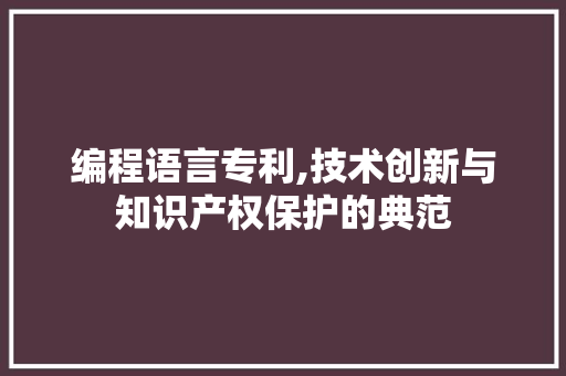 编程语言专利,技术创新与知识产权保护的典范 英文谷歌算法