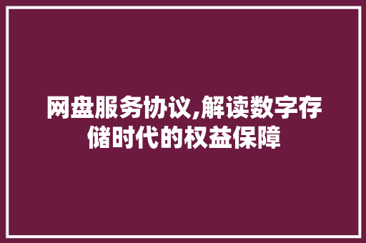 网盘服务协议,解读数字存储时代的权益保障