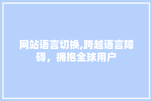 网站语言切换,跨越语言障碍，拥抱全球用户