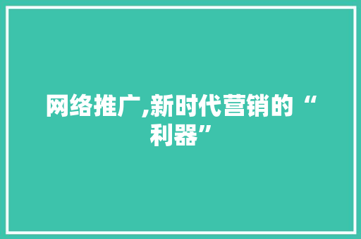 网络推广,新时代营销的“利器”