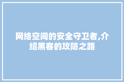 网络空间的安全守卫者,介绍黑客的攻防之路