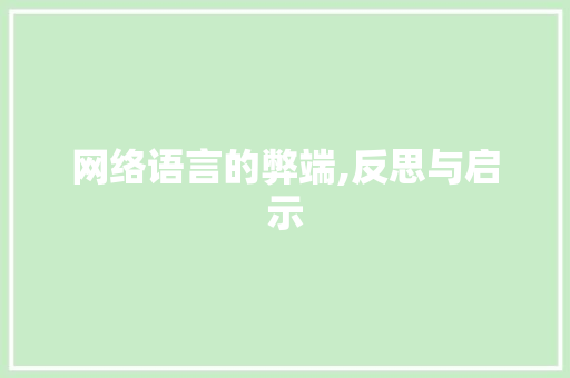 网络语言的弊端,反思与启示
