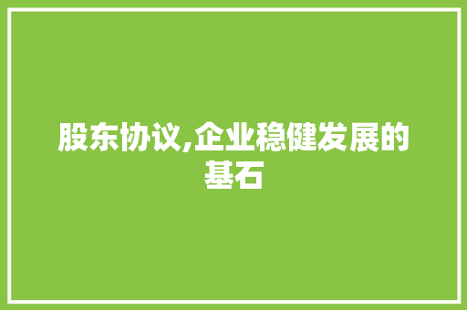 股东协议,企业稳健发展的基石